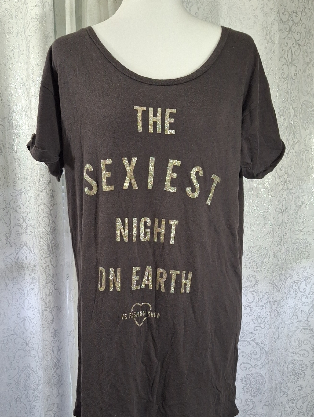 Victoria's Secret Faded Gray Sleep Shirt M Foil Lettering